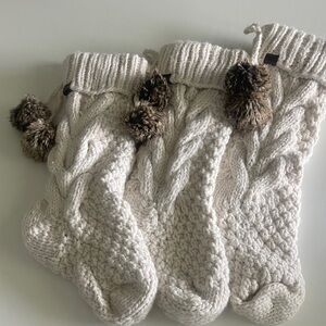 UGG Cream Knit Stockings with Pom Poms